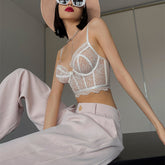 Conjunto de lencería de encaje push up con perspectiva ultrafina